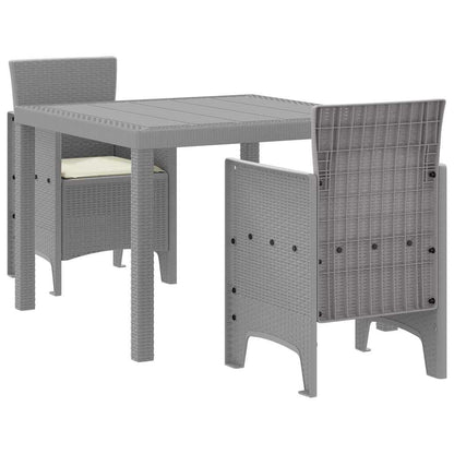 Set da Pranzo per Giardino 3 pcs Grigio chiaro Polipropilene