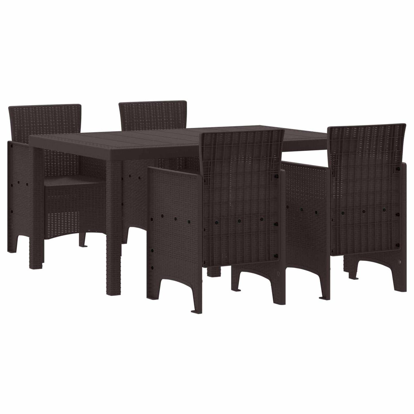 Set da Pranzo per Giardino 5 pcs Marrone Rattan Polt