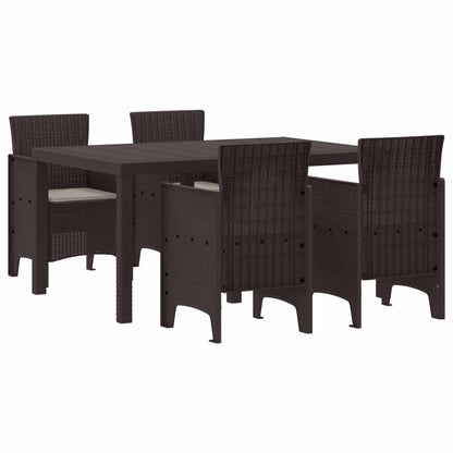 Set da Pranzo per Giardino 5 pcs Marrone Rattan Polt