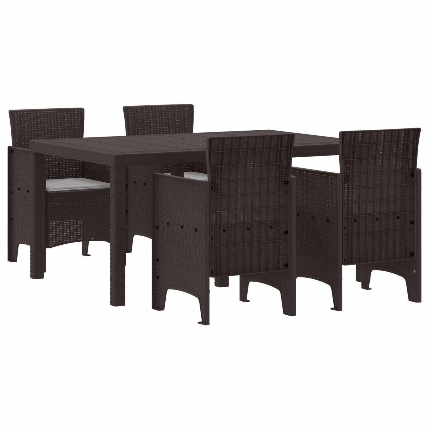 Set da Pranzo per Giardino 5 pcs Marrone Rattan Polt