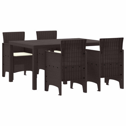 Set da Pranzo per Giardino 5 pcs Marrone Rattan Polt