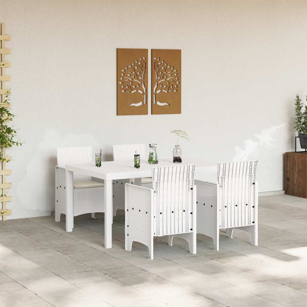 Set da Pranzo per Giardino 5 pcs Bianco Rattan Polt