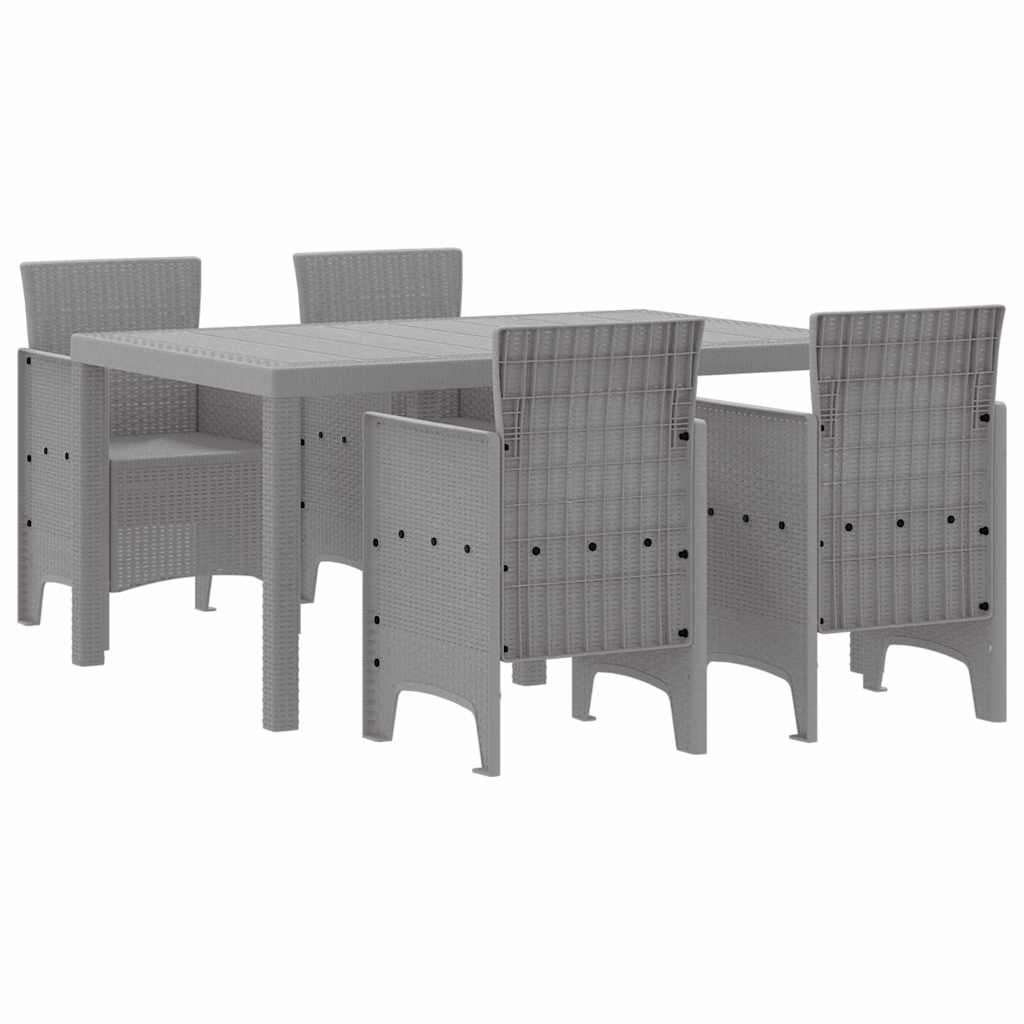 Set da Pranzo per Giardino 5 pcs Grigio chiaro Rattan Polt