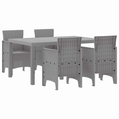 Set da Pranzo per Giardino 5 pcs Grigio chiaro Rattan Polt