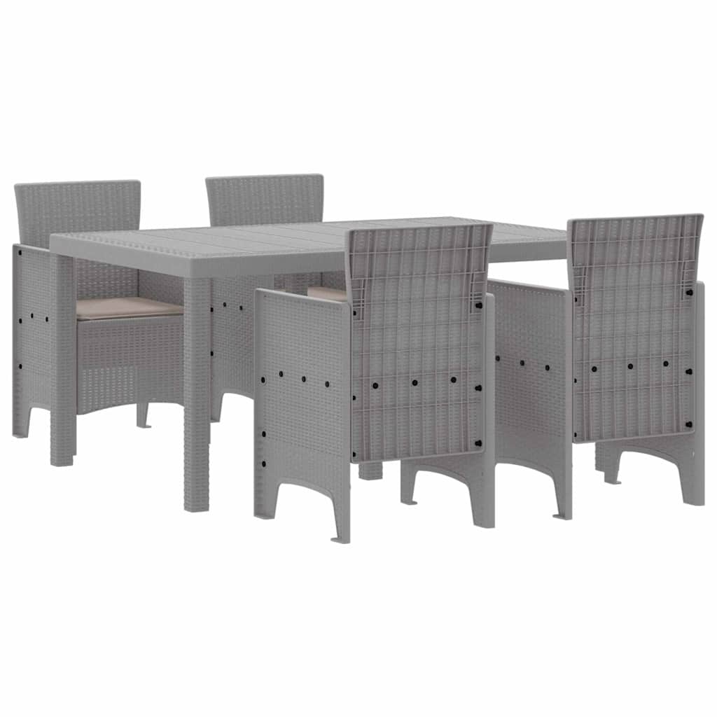 Set da Pranzo per Giardino 5 pcs Grigio chiaro Rattan Polt