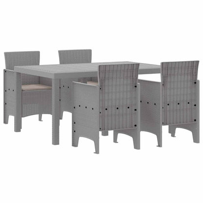 Set da Pranzo per Giardino 5 pcs Grigio chiaro Rattan Polt