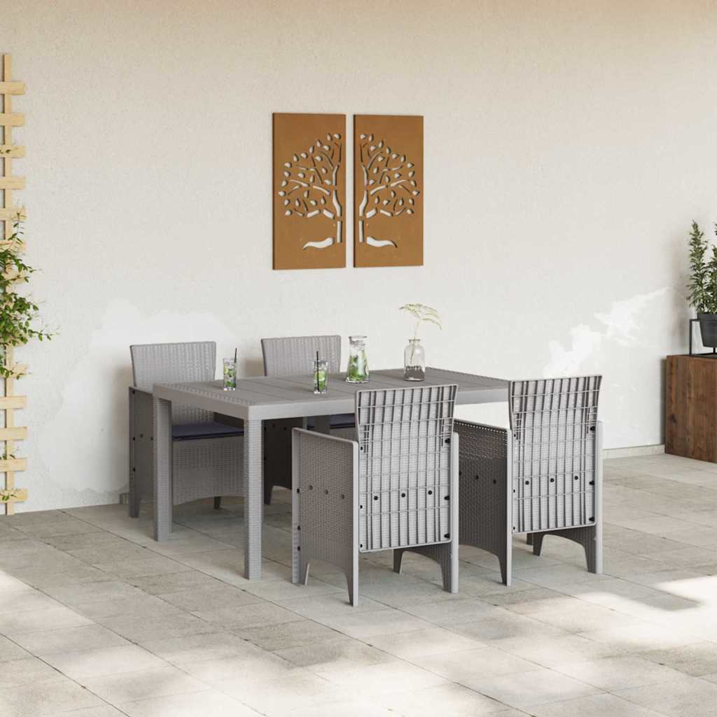 Set da Pranzo per Giardino 5 pcs Grigio chiaro Rattan Polt