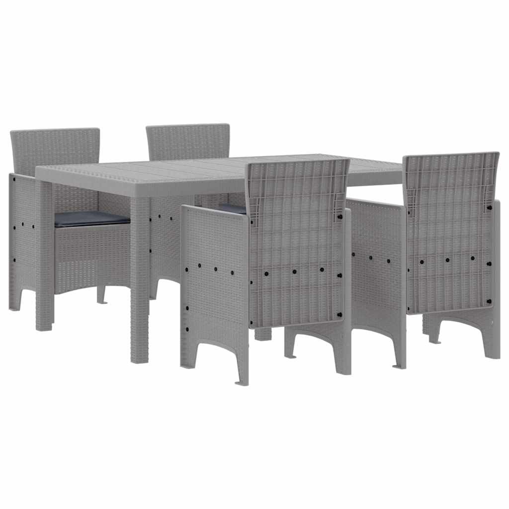 Set da Pranzo per Giardino 5 pcs Grigio chiaro Rattan Polt