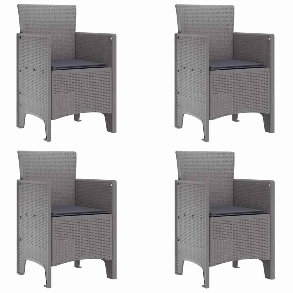 Set da Pranzo per Giardino 5 pcs Grigio chiaro Rattan Polt