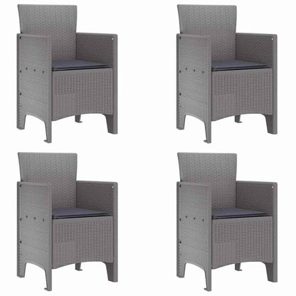 Set da Pranzo per Giardino 5 pcs Grigio chiaro Rattan Polt