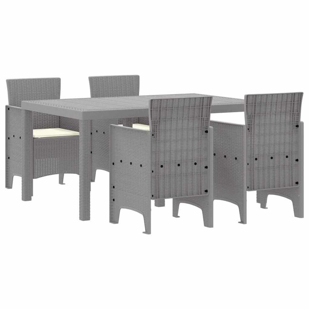 Set da Pranzo per Giardino 5 pcs Grigio chiaro Rattan Polt
