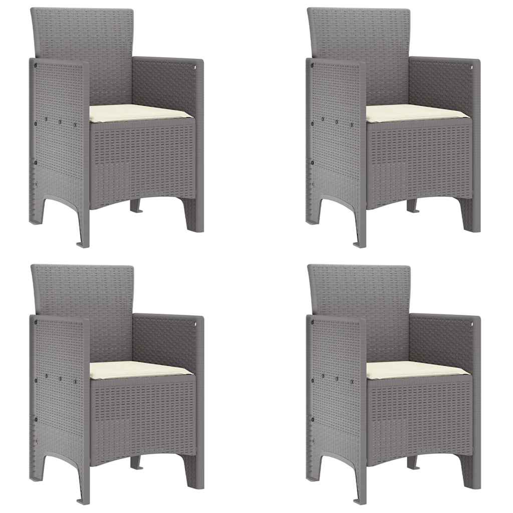 Set da Pranzo per Giardino 5 pcs Grigio chiaro Rattan Polt