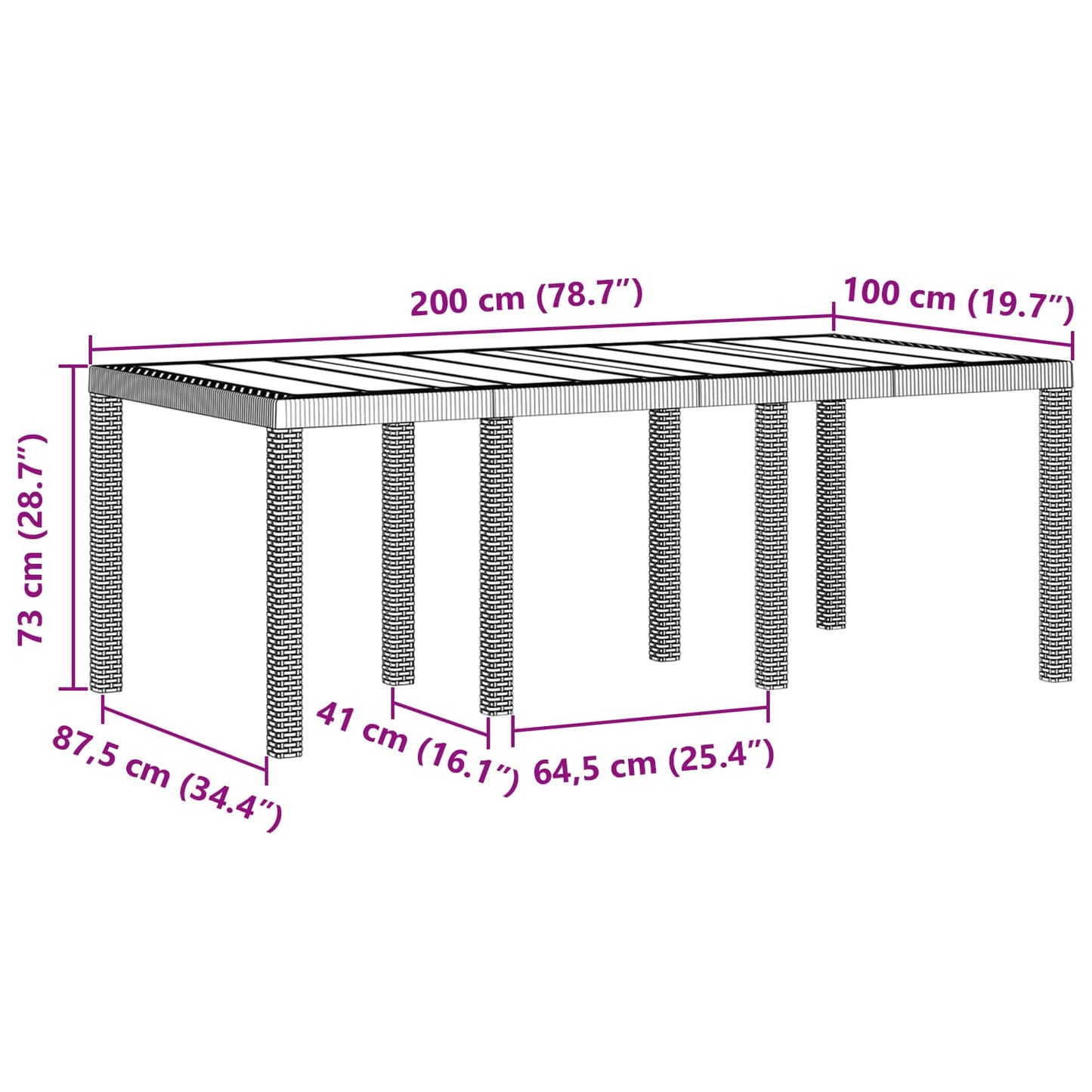 Set da Pranzo per Giardino 7 pcs Antracite Polipropilene