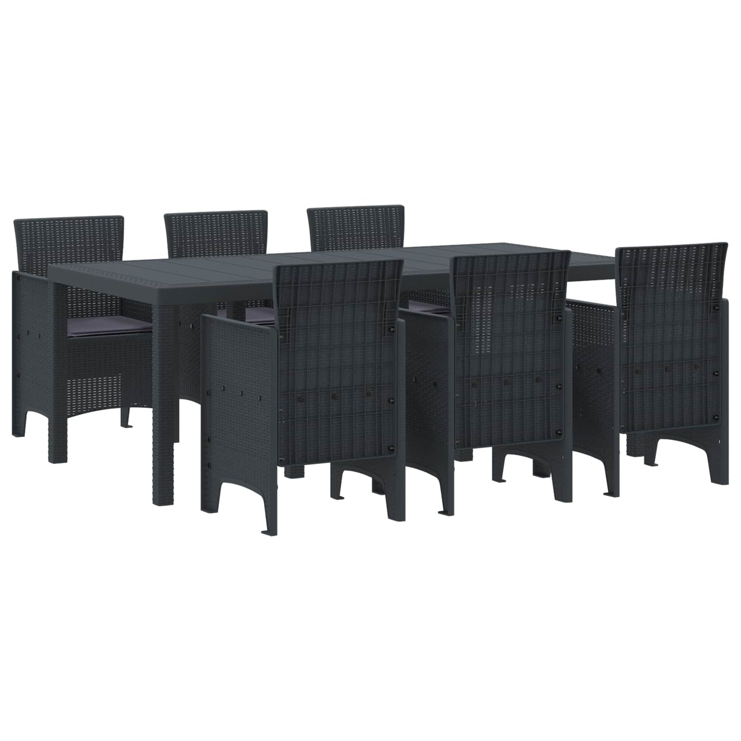 Set da Pranzo per Giardino 7 pcs Antracite Polipropilene