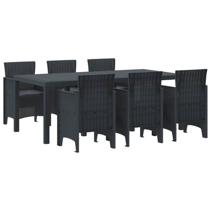 Set da Pranzo per Giardino 7 pcs Antracite Polipropilene