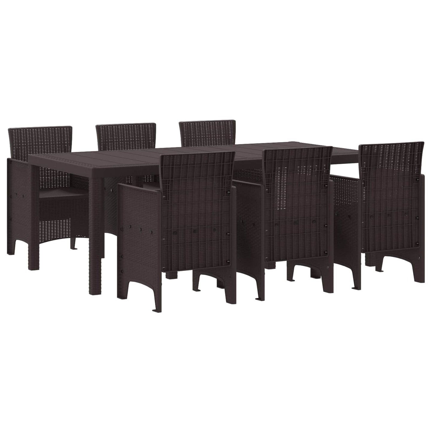 Set da Pranzo per Giardino 7 pcs Marrone Polipropilene