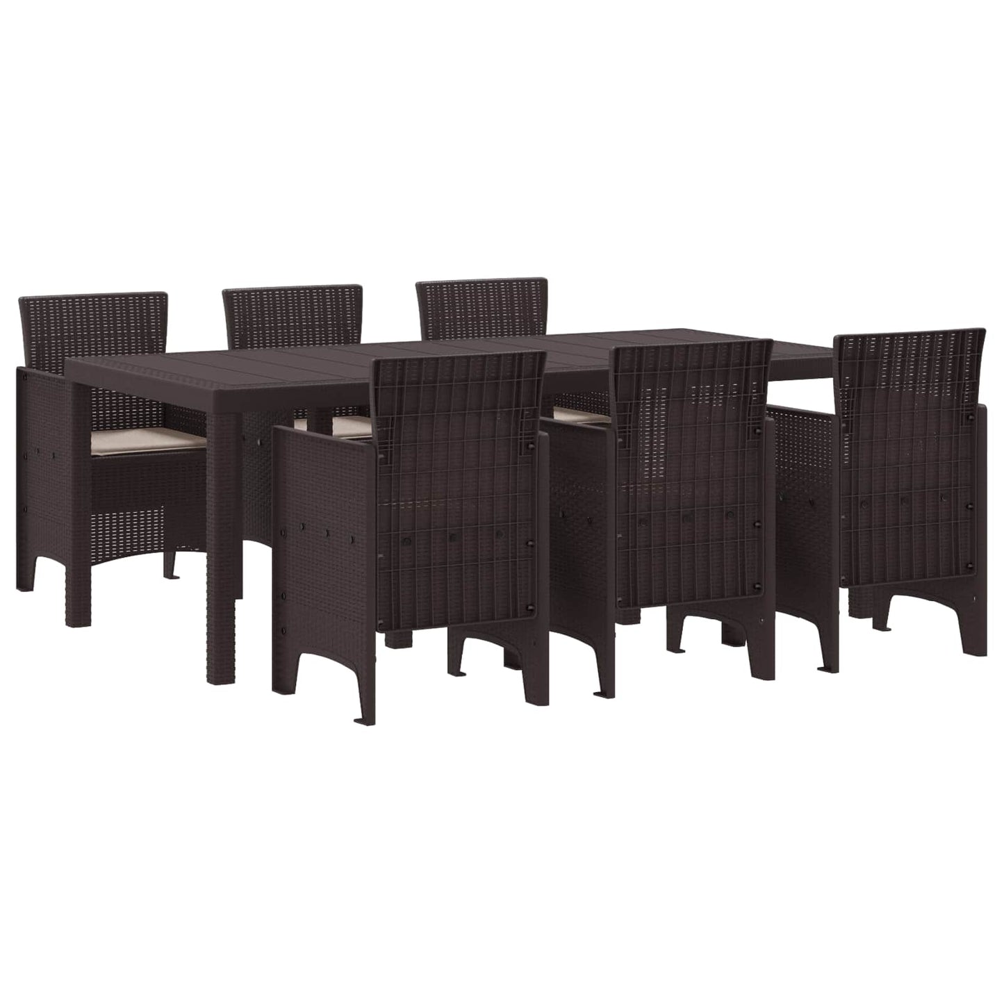Set da Pranzo per Giardino 7 pcs Marrone Polipropilene