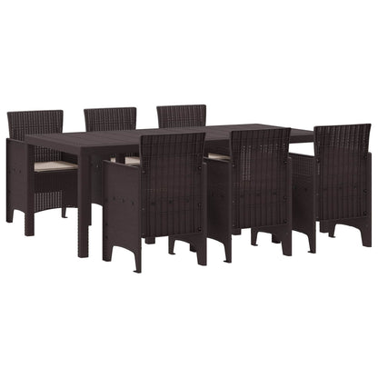 Set da Pranzo per Giardino 7 pcs Marrone Polipropilene