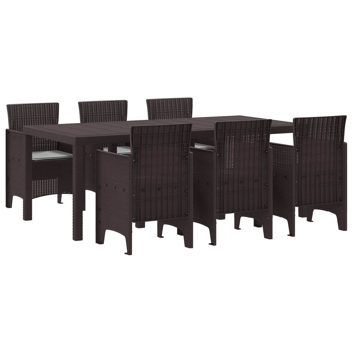 Set da Pranzo per Giardino 7 pcs Marrone Polipropilene