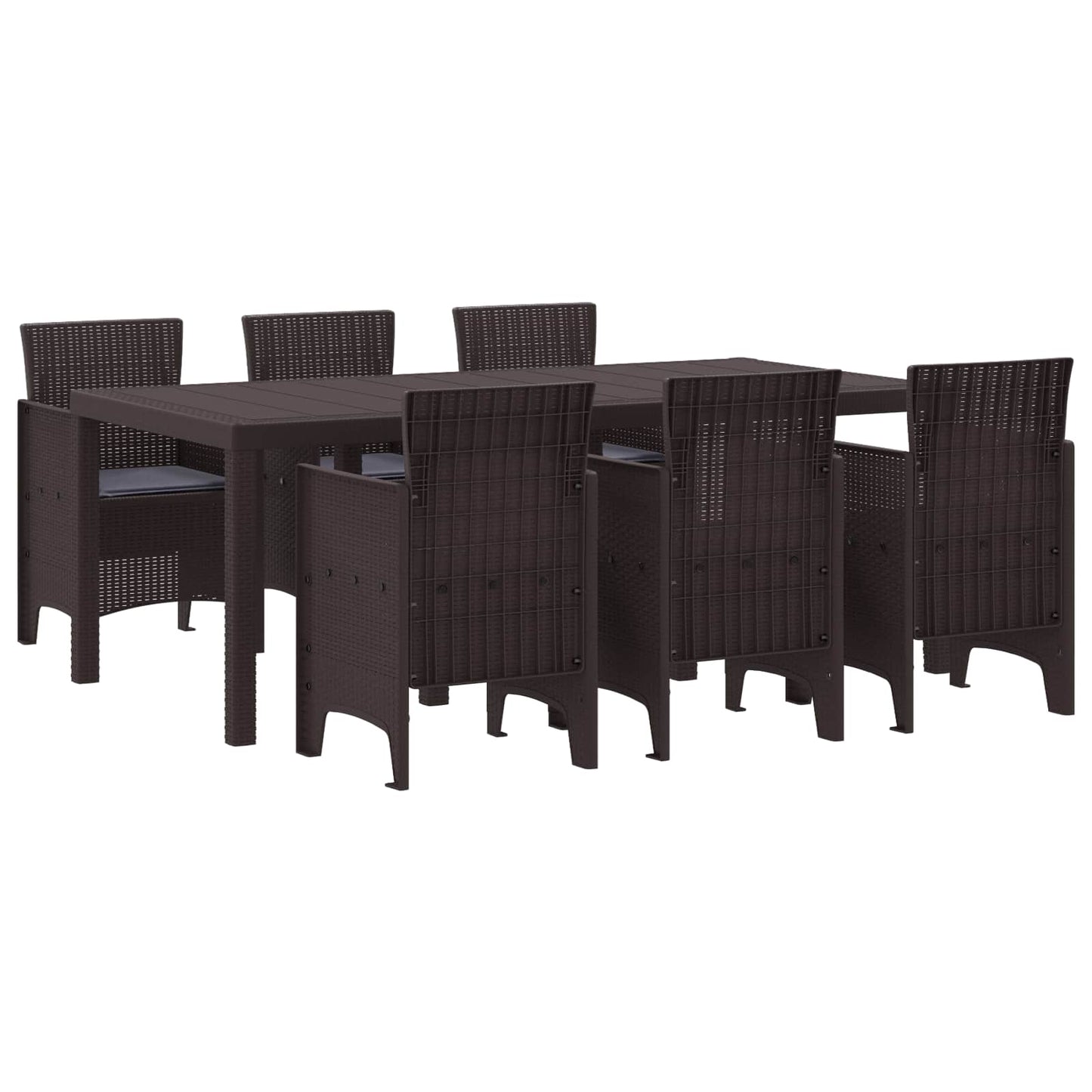 Set da Pranzo per Giardino 7 pcs Marrone Polipropilene