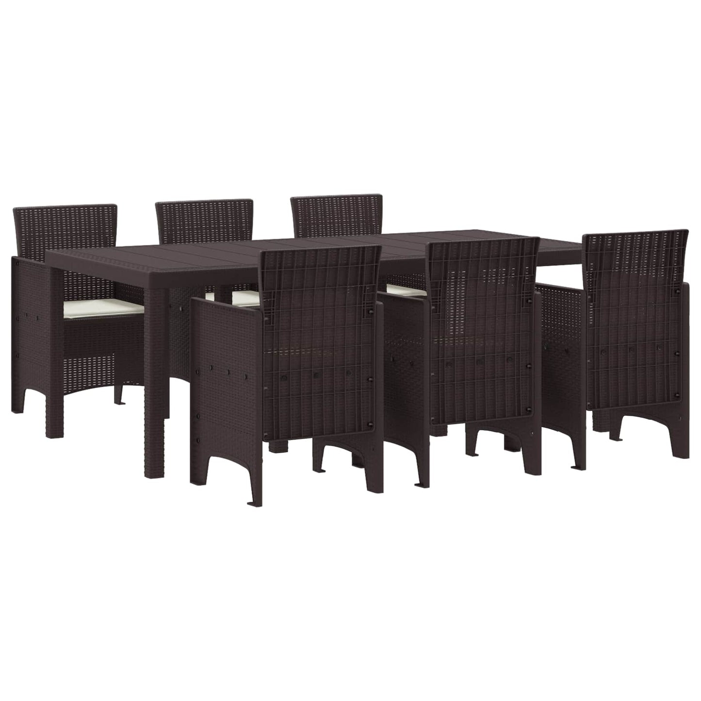 Set da Pranzo per Giardino 7 pcs Marrone Polipropilene