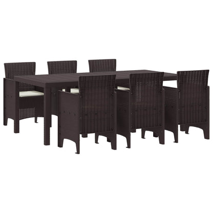 Set da Pranzo per Giardino 7 pcs Marrone Polipropilene
