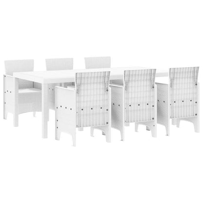 Set da Pranzo per Giardino 7 pcs Bianco Polipropilene