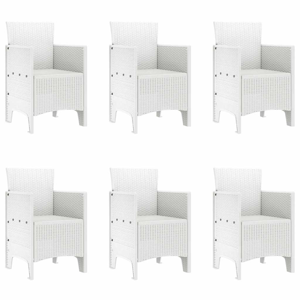 Set da Pranzo per Giardino 7 pcs Bianco Polipropilene