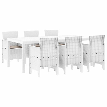 Set da Pranzo per Giardino 7 pcs Bianco Polipropilene