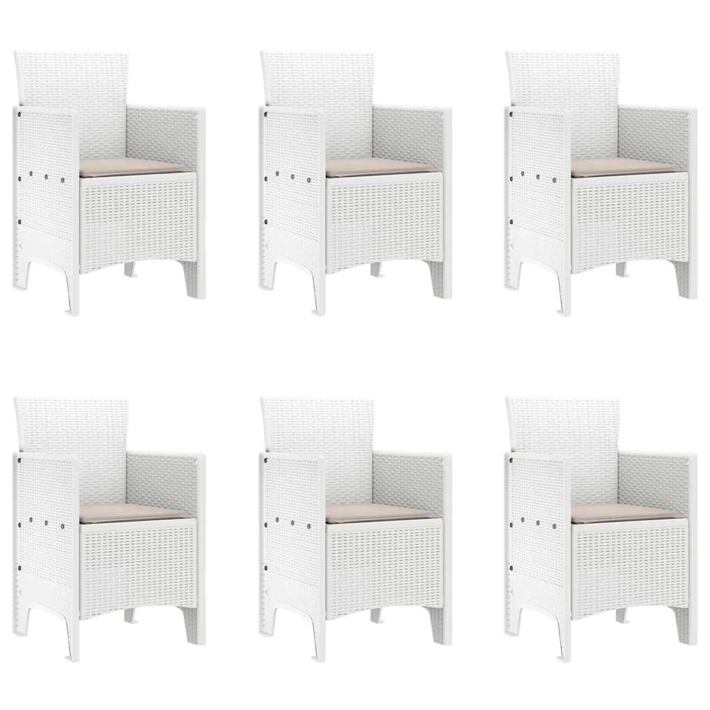 Set da Pranzo per Giardino 7 pcs Bianco Polipropilene