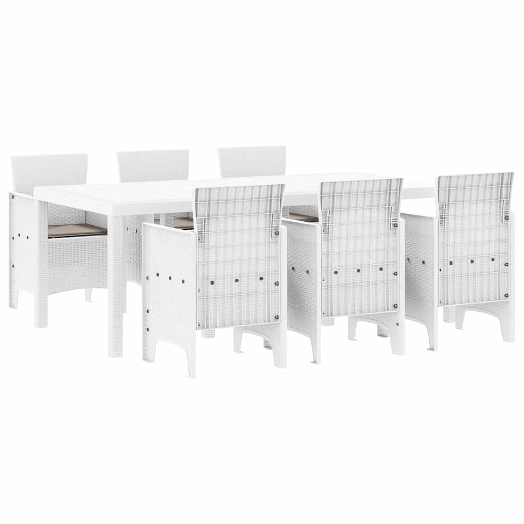 Set da Pranzo per Giardino 7 pcs Bianco Polipropilene