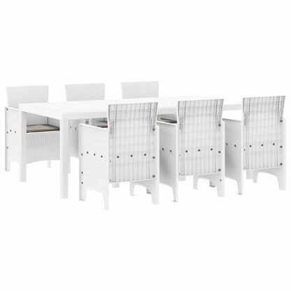 Set da Pranzo per Giardino 7 pcs Bianco Polipropilene