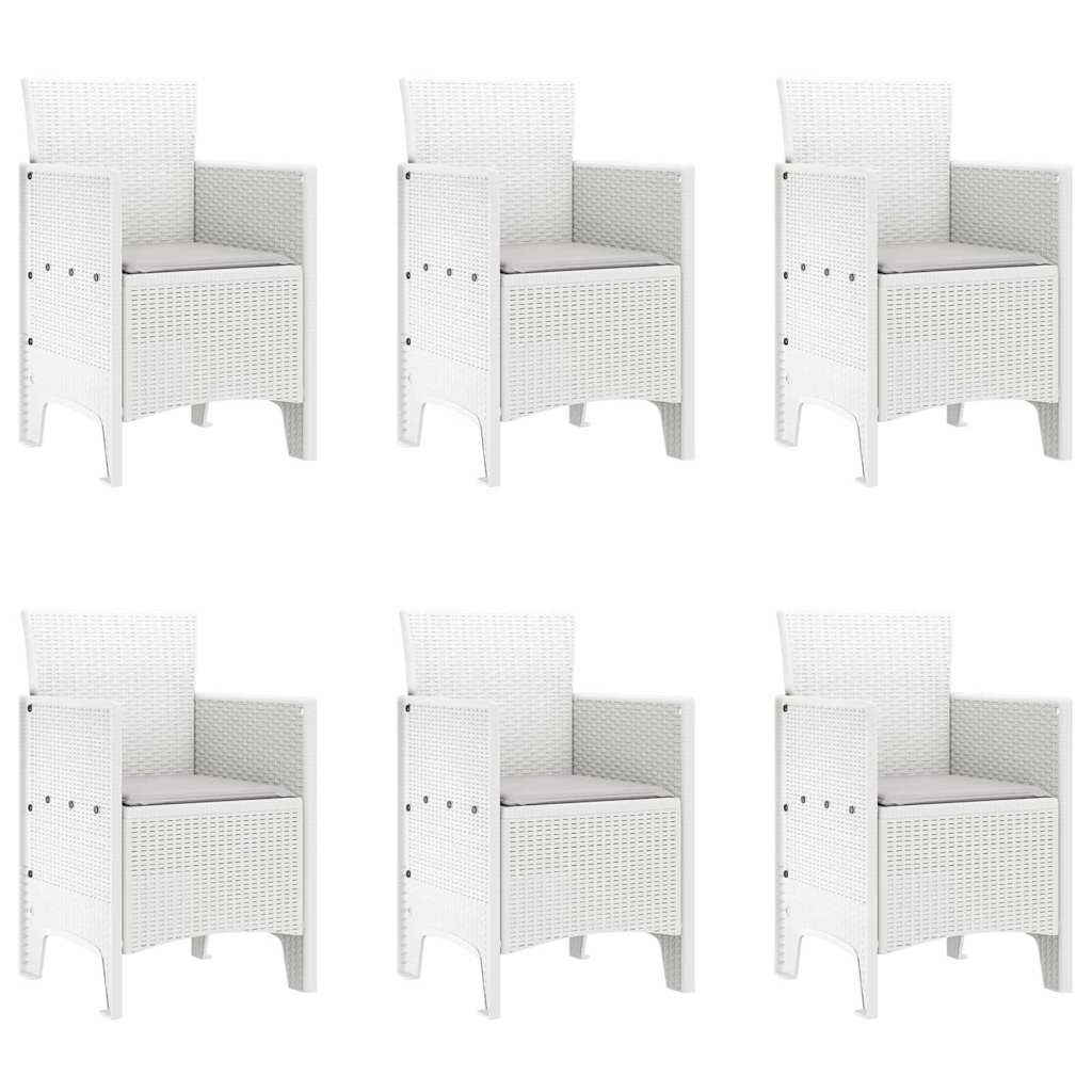 Set da Pranzo per Giardino 7 pcs Bianco Polipropilene