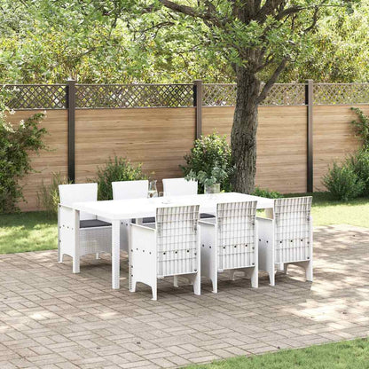 Set da Pranzo per Giardino 7 pcs Bianco Polipropilene