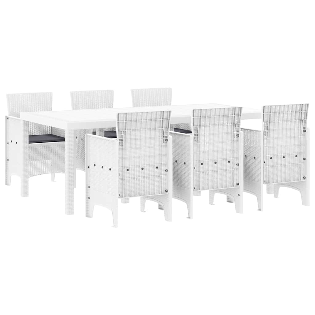 Set da Pranzo per Giardino 7 pcs Bianco Polipropilene