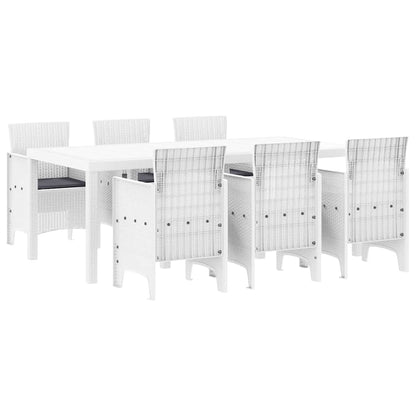 Set da Pranzo per Giardino 7 pcs Bianco Polipropilene
