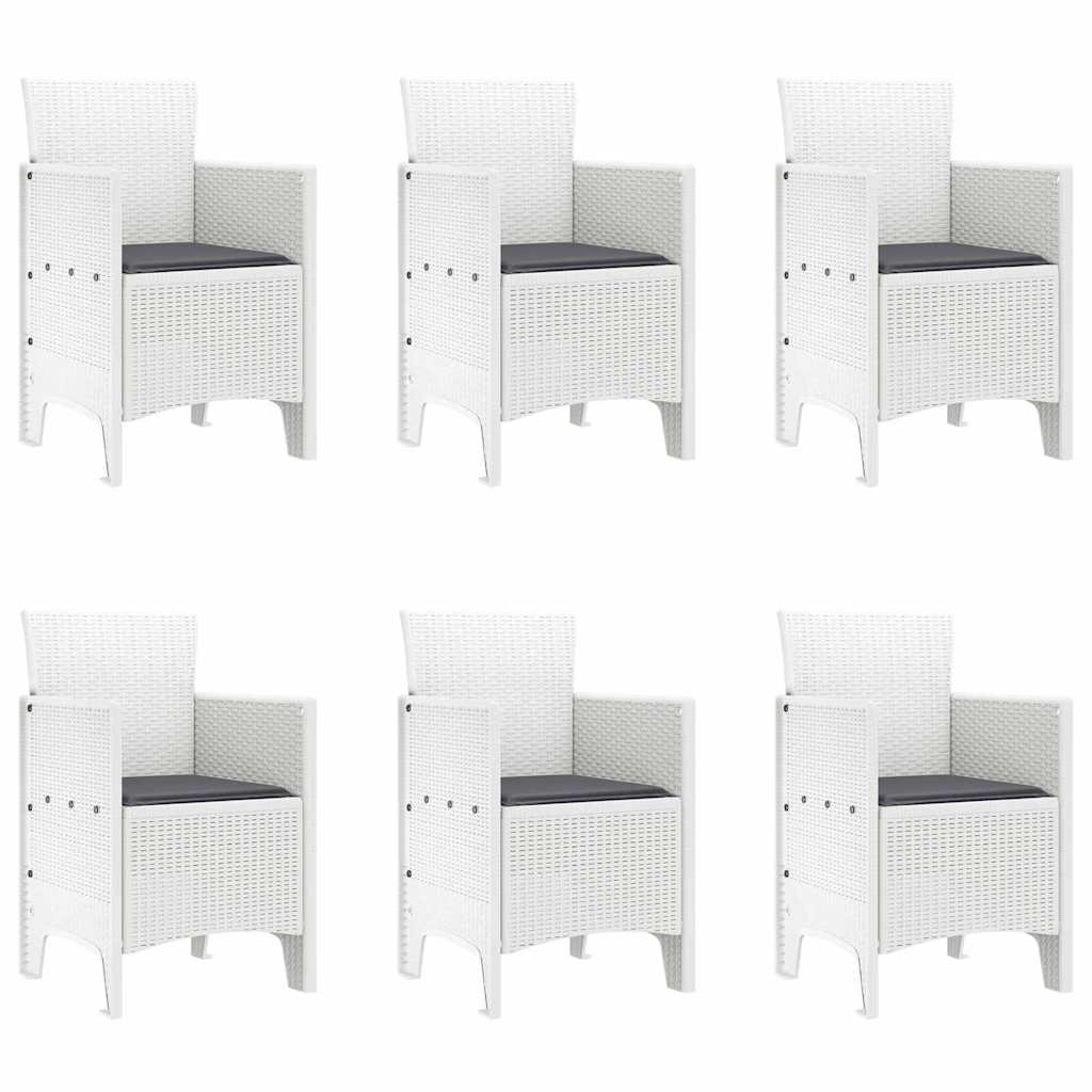 Set da Pranzo per Giardino 7 pcs Bianco Polipropilene