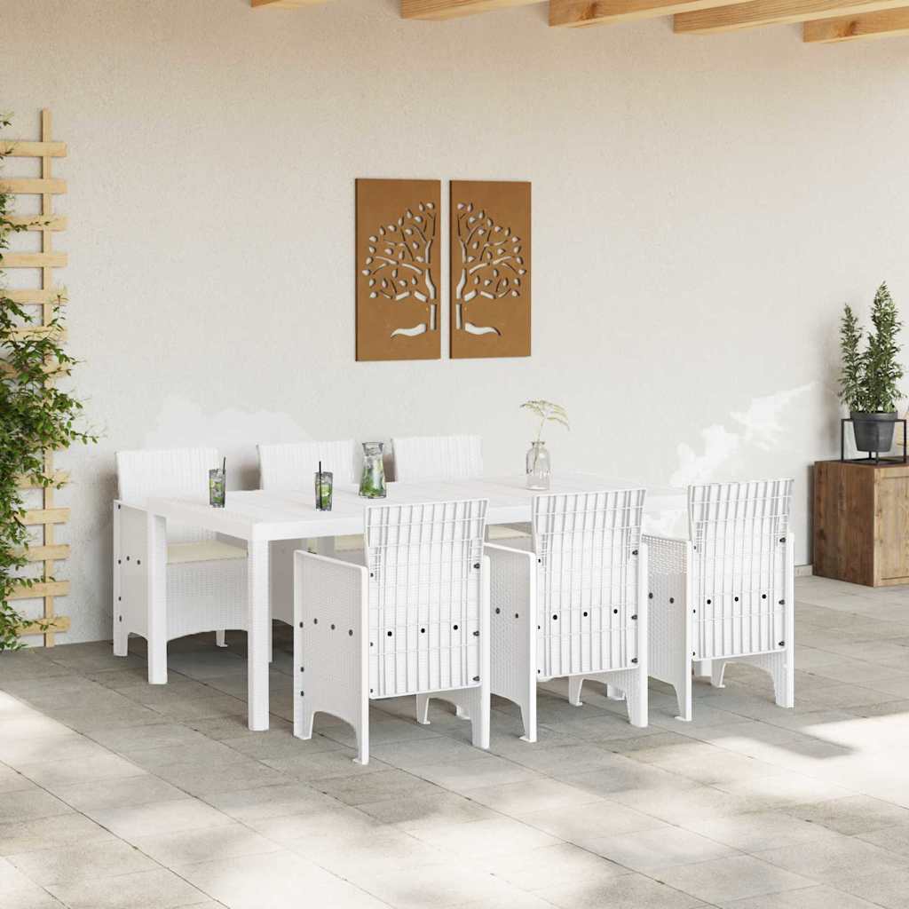Set da Pranzo per Giardino 7 pcs Bianco Polipropilene