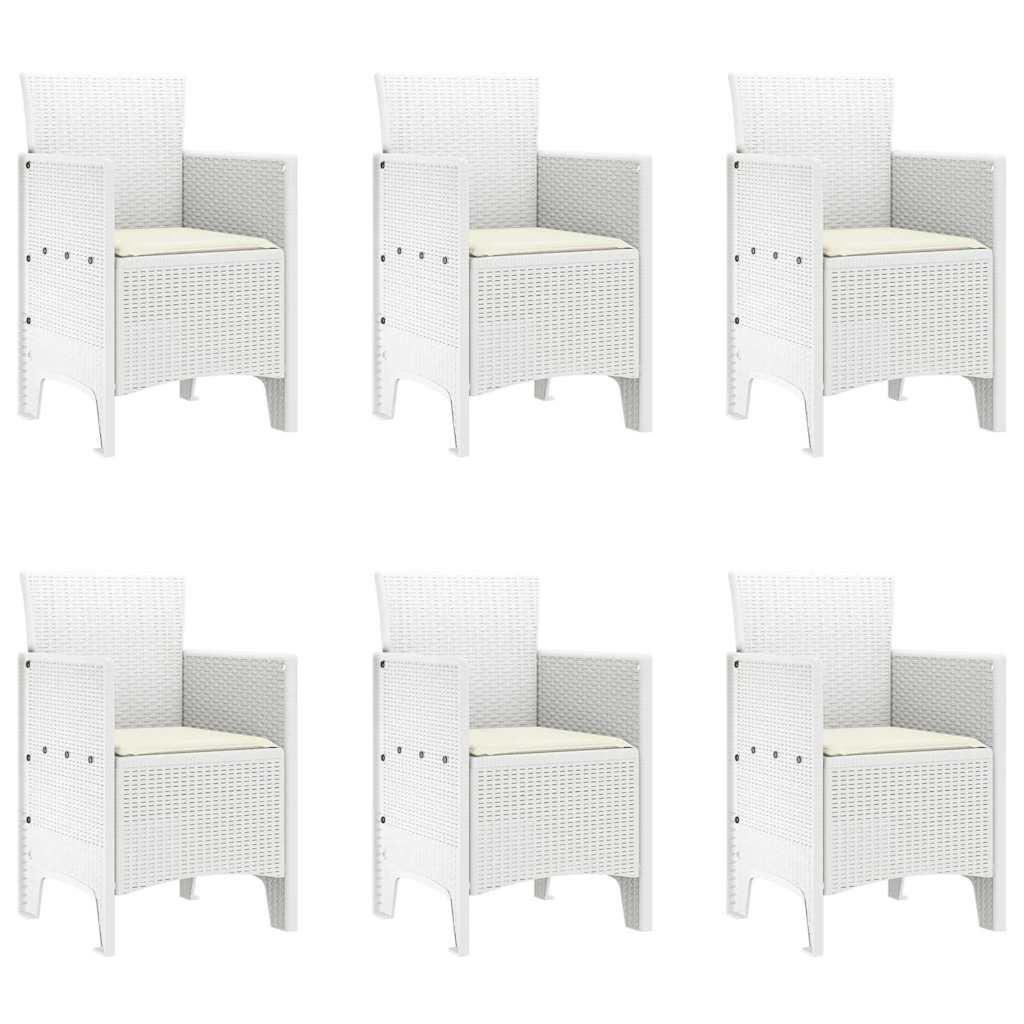 Set da Pranzo per Giardino 7 pcs Bianco Polipropilene