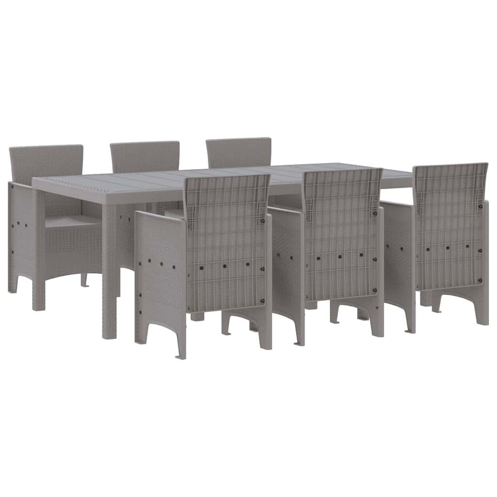 Set da Pranzo per Giardino 7 pcs Grigio chiaro Polipropilene