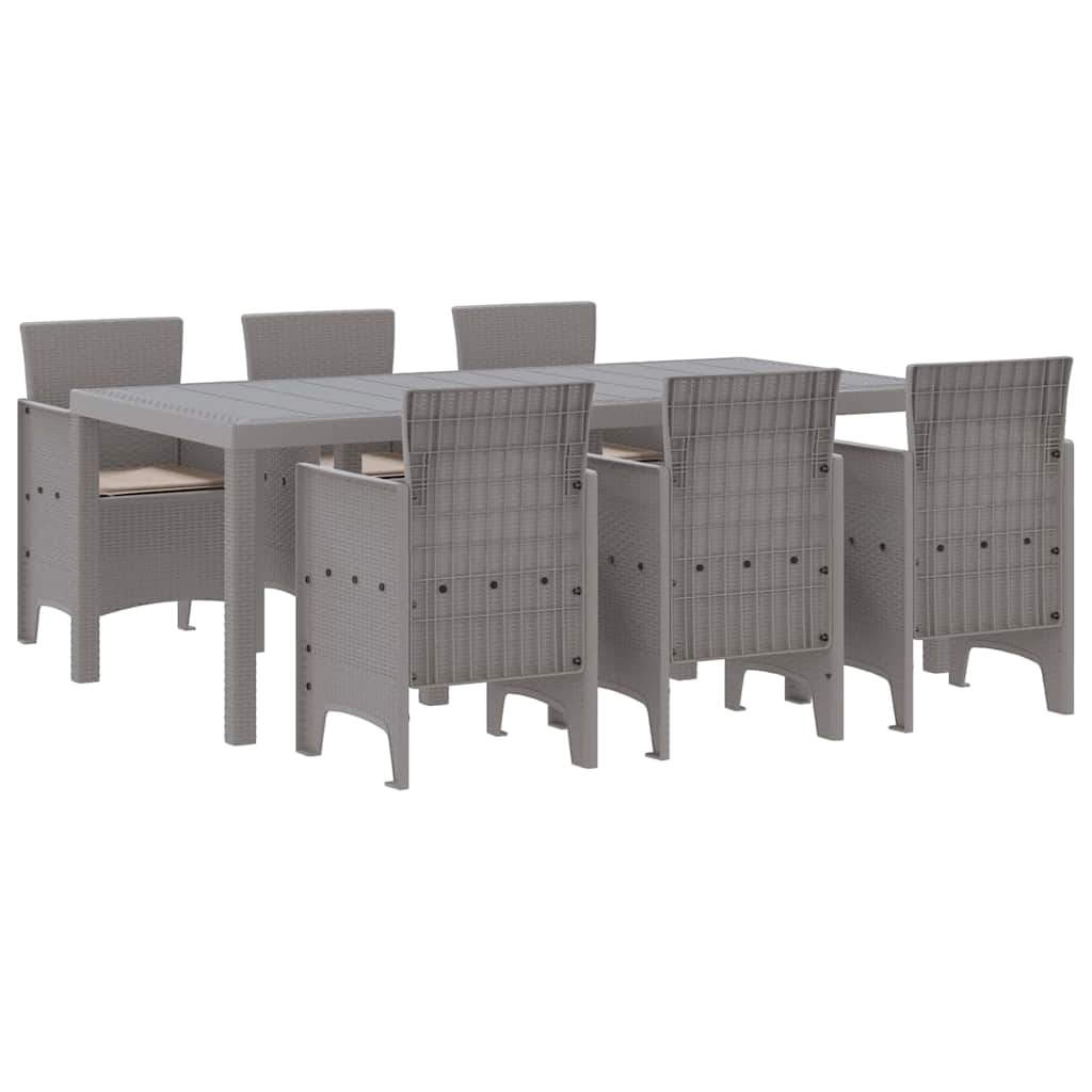 Set da Pranzo per Giardino 7 pcs Grigio chiaro Polipropilene