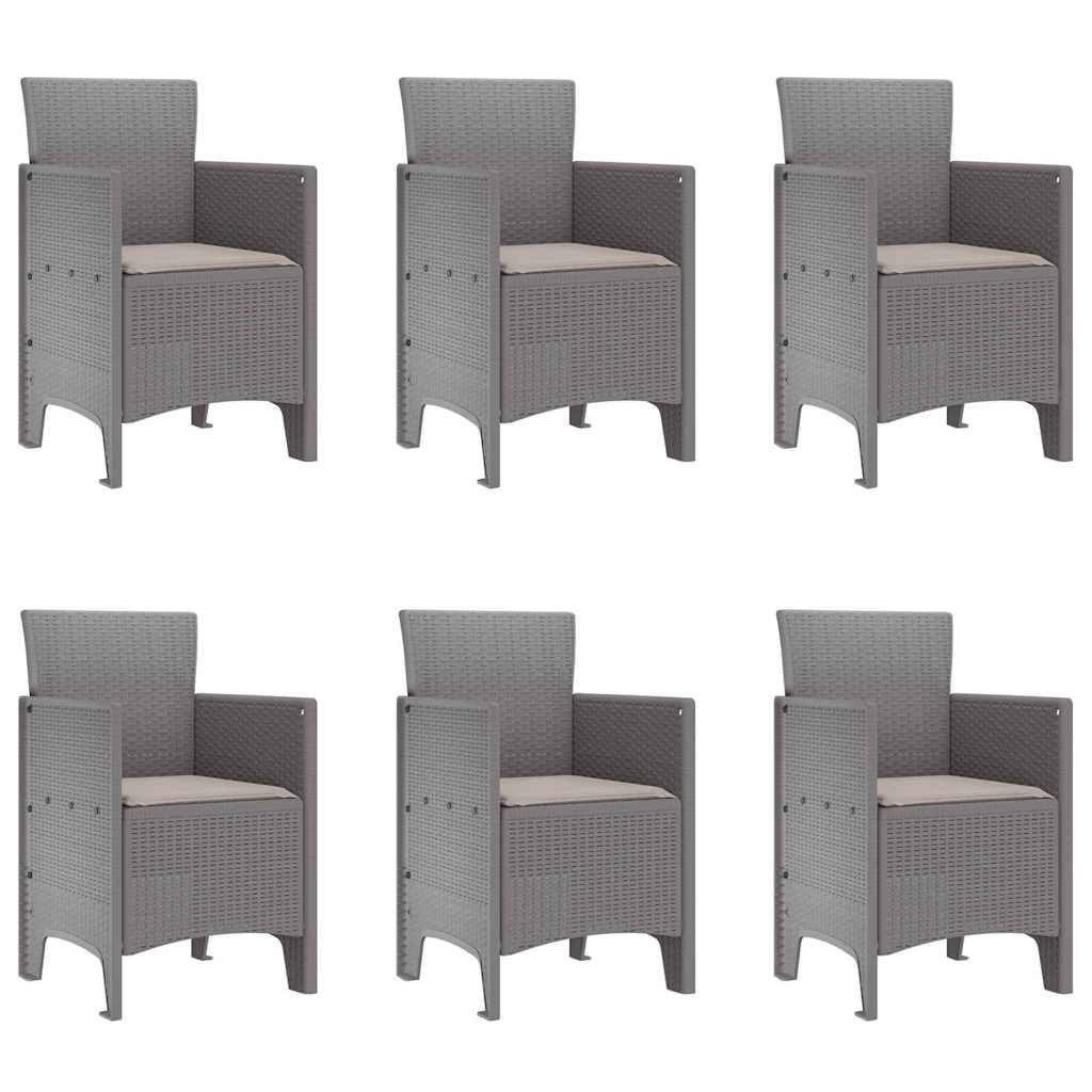 Set da Pranzo per Giardino 7 pcs Grigio chiaro Polipropilene
