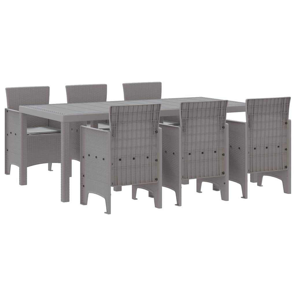 Set da Pranzo per Giardino 7 pcs Grigio chiaro Polipropilene