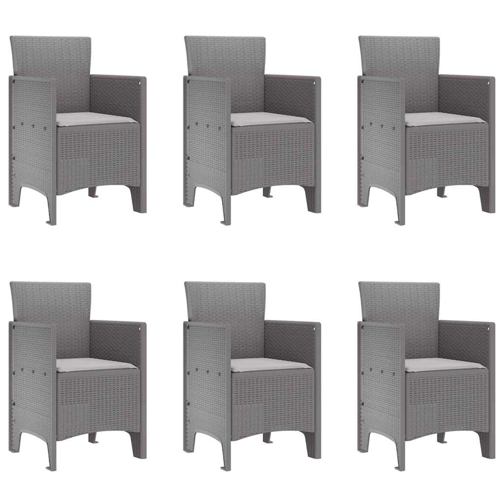 Set da Pranzo per Giardino 7 pcs Grigio chiaro Polipropilene