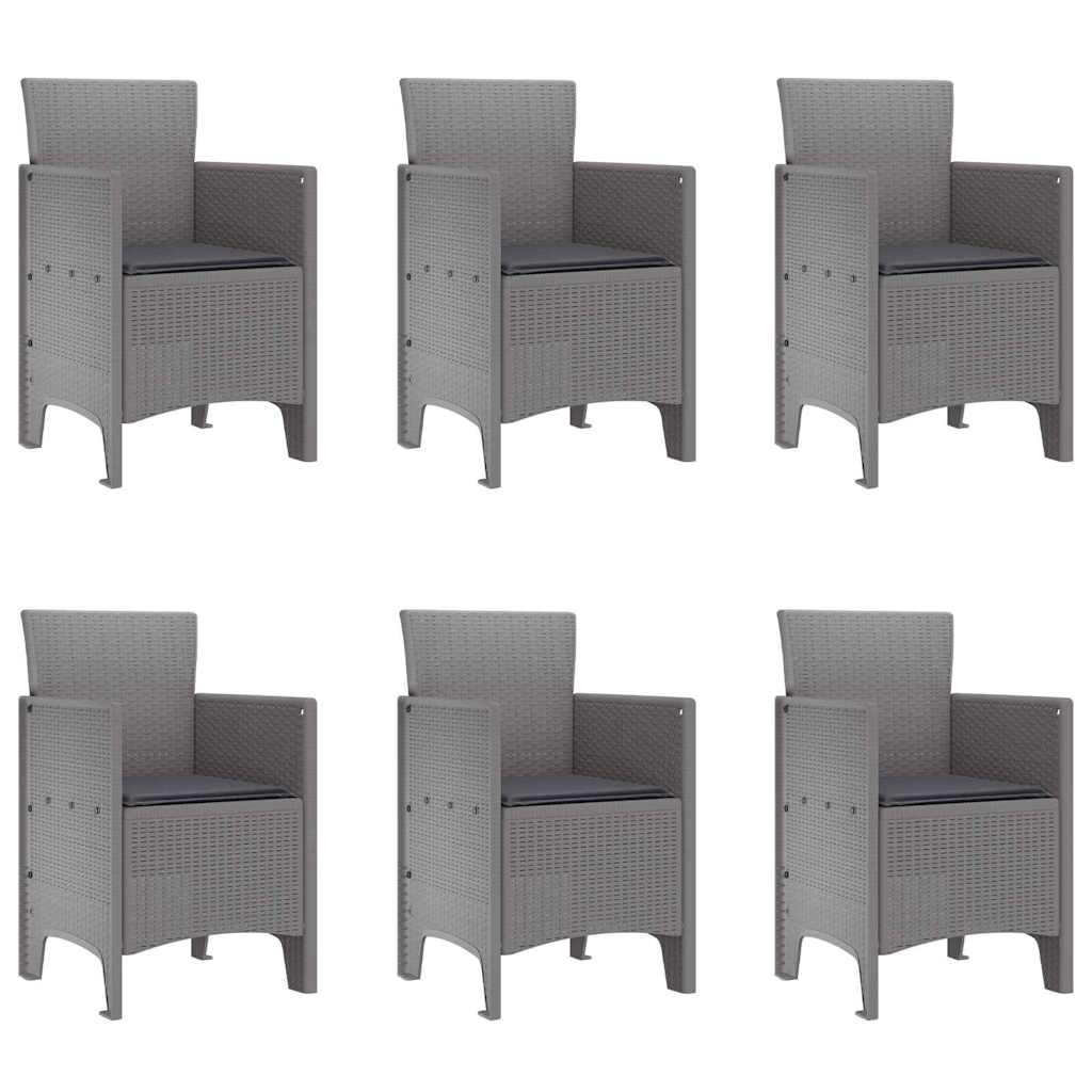 Set da Pranzo per Giardino 7 pcs Grigio chiaro Polipropilene