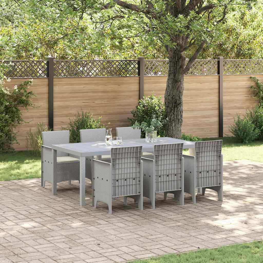 Set da Pranzo per Giardino 7 pcs Grigio chiaro Polipropilene