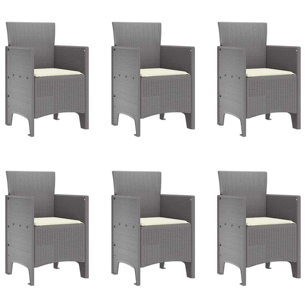Set da Pranzo per Giardino 7 pcs Grigio chiaro Polipropilene