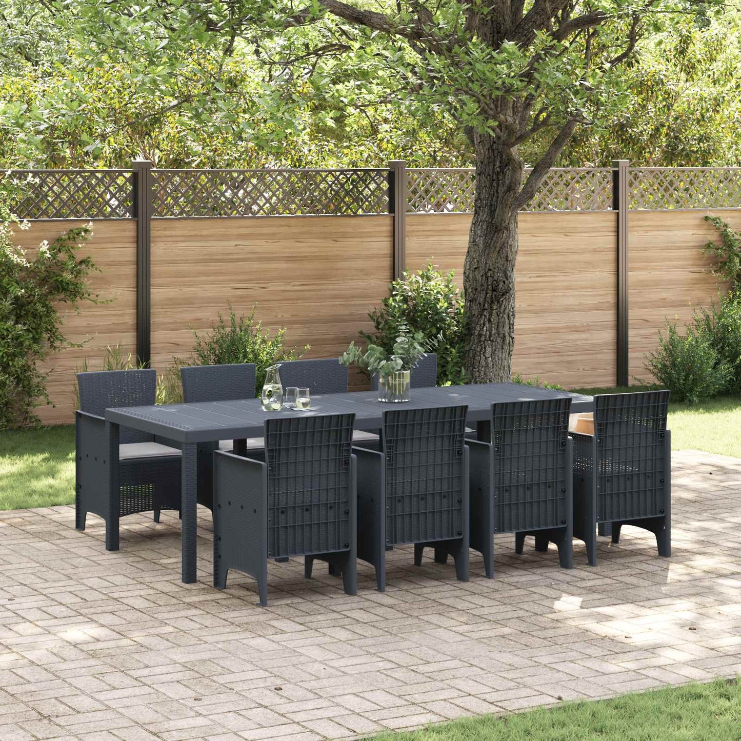 Set da Pranzo per Giardino 9 pcs Antracite Polipropilene