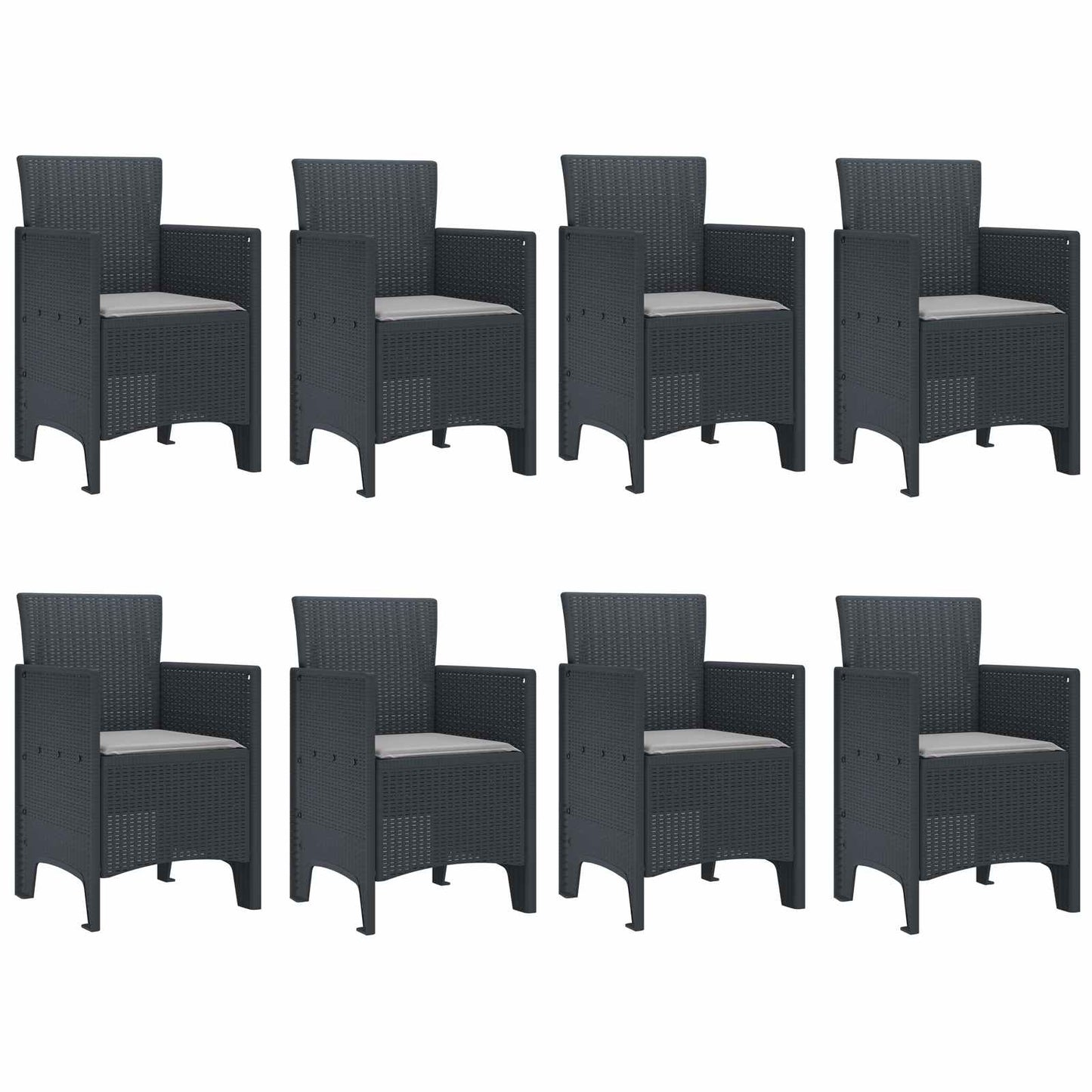 Set da Pranzo per Giardino 9 pcs Antracite Polipropilene