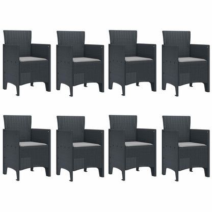 Set da Pranzo per Giardino 9 pcs Antracite Polipropilene